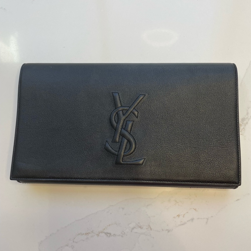 Saint Laurent Belle de Jour Black Leather Clutch